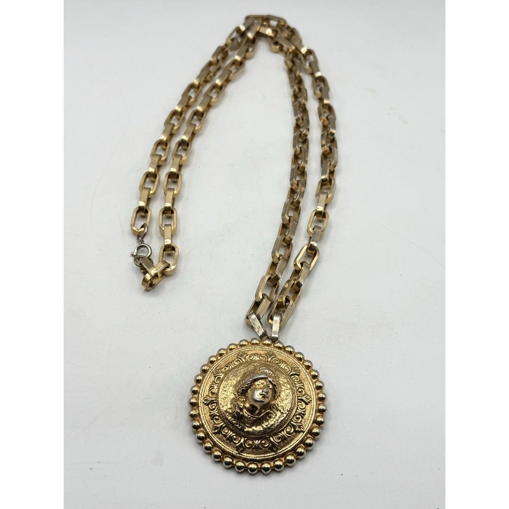 Vintage Vogue Jewelry Lady Medallion Pendant Necklace